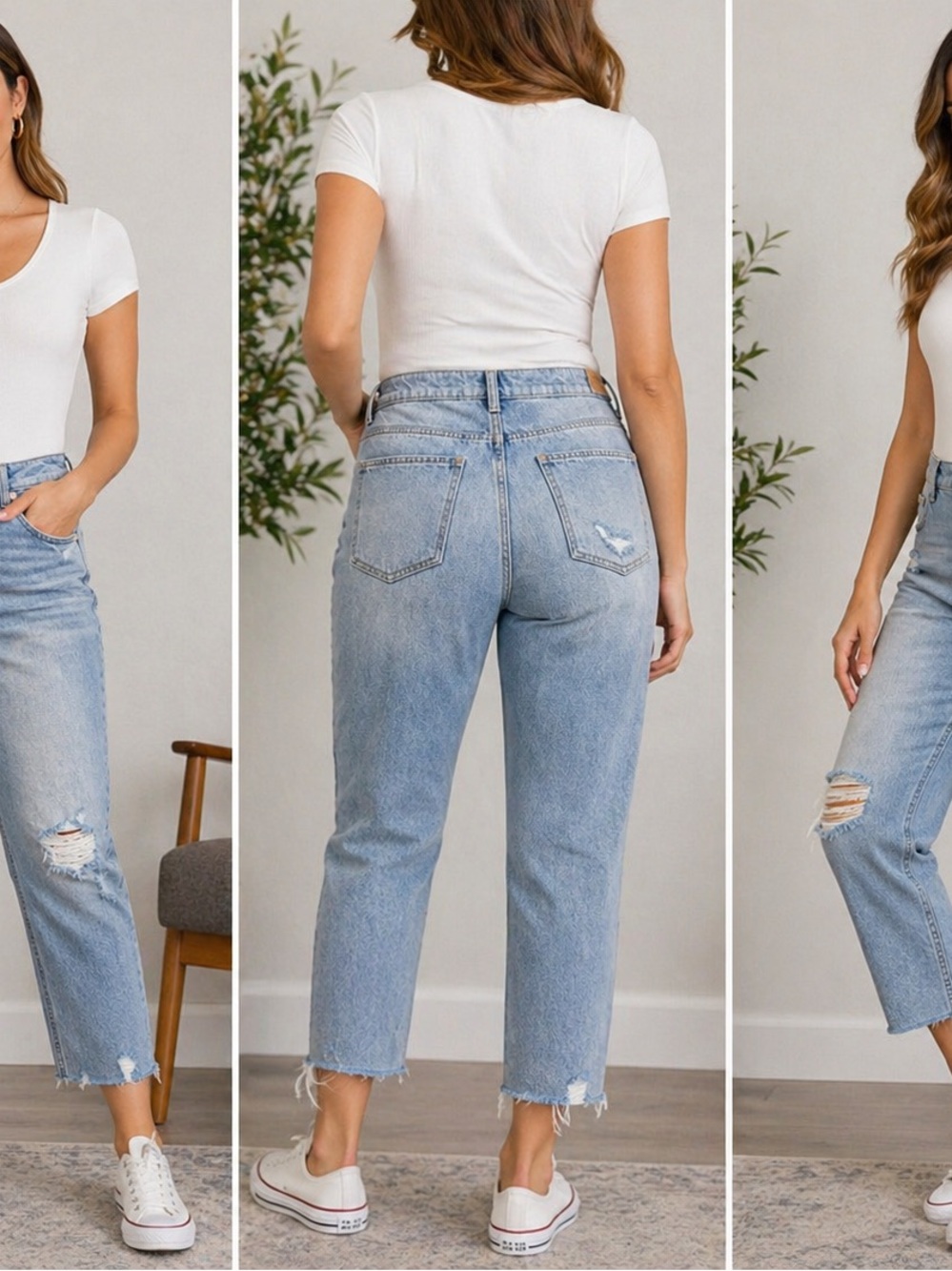 No Boundaries Light Blue High-Rise Cropped Distressed Jeans